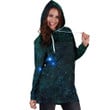 Dark Green Galaxy Space Print Hoodie Dress
