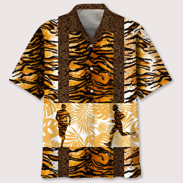 running leopard skin hawaii shirt
