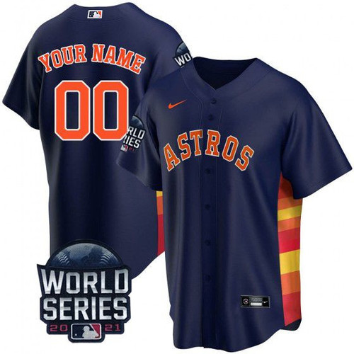 Men's #00 Houston Astros All Stitched Jersey - World Series 2021 Patch