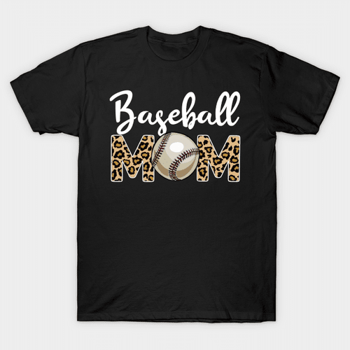 Baseball Mom Leopard Funny Softball Mom Shirt T-Shirt