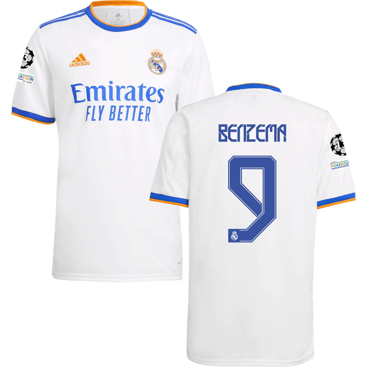 Men's #9 Karim Benzema Real Madrid Jersey - UEFA Champions League patch