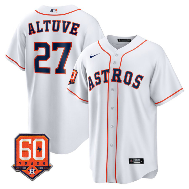 Men's Houston Astros Jose Altuve 60th Anniversary All Stitched Jersey - 60th Anniversary Patch