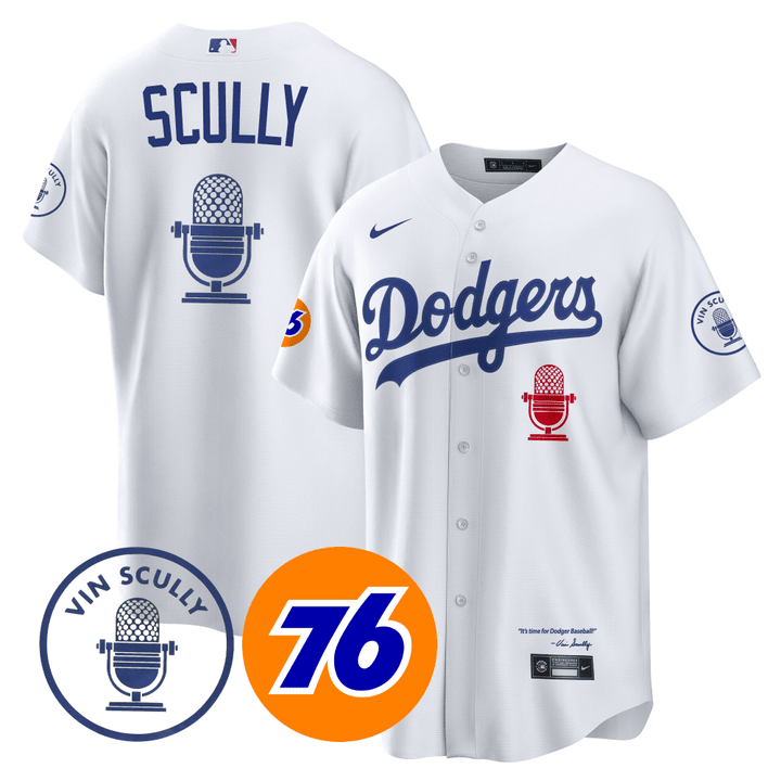 Los Angeles Dodgers Vin Scully Patch Jersey - All Stitched