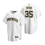 Mens Milwaukee Brewers #35 Brent Suter 2020 Alternate White Jersey Gift For Brewers Fans