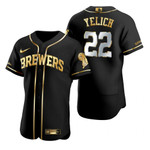 Milwaukee Brewers #22 Christian Yelich Mlb Golden Edition Black Jersey Gift For Brewers Fans