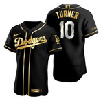 Los Angeles Dodgers #10 Justin Turner Mlb Golden Edition Black Jersey Gift For Dodgers Fans
