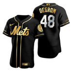 New York Mets #48 Jacob Degrom Mlb Golden Edition Black Jersey Gift For Mets Fans