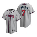 Mens Atlanta Braves #7 Dansby Swanson 2020 Alternate Gray Jersey Gift For Braves Fans