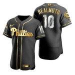 Philadelphia Phillies #10 J.T. Realmuto Mlb Golden Edition Black Jersey Gift For Phillies Fans