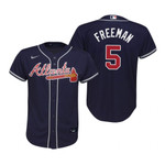 Youth Atlanta Braves #5 Freddie Freeman 2020 Alternate Navy Jersey Gift For Braves Fans