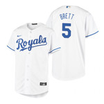 Youth Kansas City Royals #5 George Brett Collection 2020 Alternate White Jersey Gift For Royals Fans
