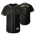 Houston Astros #2 Alex Bregman Mlb 2019 Golden Edition Black Jersey Gift For Astros Fans