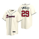 Mens Atlanta Braves #29 John Smoltz 2020 Alternate Cream Jersey Gift For Braves Fans