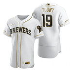 Milwaukee Brewers #19 Robin Yount Mlb Golden Edition White Jersey Gift For Brewers Fans