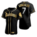 Seattle Mariners #7 Marco Gonzales Mlb Golden Edition Black Jersey Gift For Mariners Fans