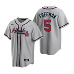 Mens Atlanta Braves #5 Freddie Freeman 2020 Alternate Gray Jersey Gift For Braves Fans