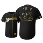 Milwaukee Brewers #22 Christian Yelich Mlb 2019 Golden Edition Black Jersey Gift For Brewers Fans