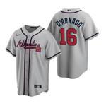 Mens Atlanta Braves #16 Travis D'Arnaud 2020 Alternate Gray Jersey Gift For Braves Fans