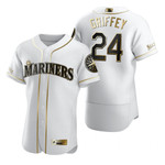 Seattle Mariners #24 Ken Griffey Jr. Mlb Golden Edition White Jersey Gift For Mariners Fans