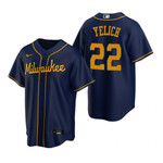 Mens Milwaukee Brewers #22 Christian Yelich 2020 Alternate Navy Jersey Gift For Brewers Fans