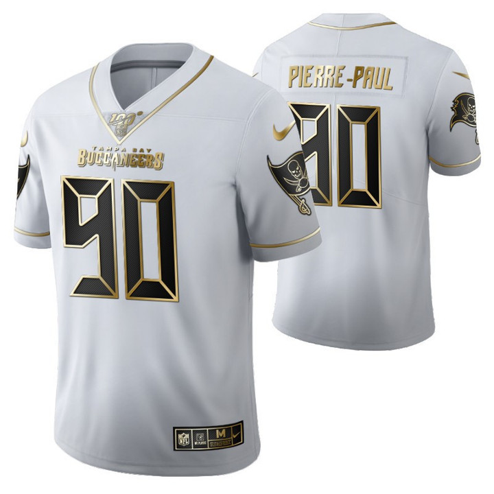 Tampa Bay Buccaneers Jason Pierre-Paul 90 2021 NFL Golden Edition White Jersey Gift For Buccaneers Fans