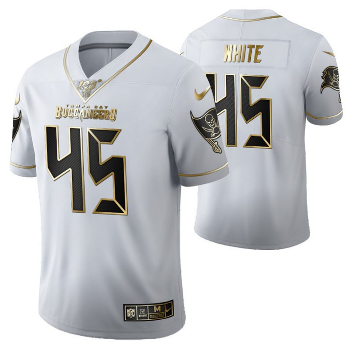 Tampa Bay Buccaneers Devin White 45 2021 NFL Golden Edition White Jersey Gift For Buccaneers Fans