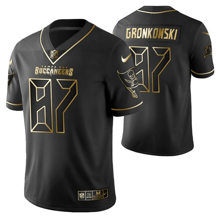 Tampa Bay Buccaneers Rob Gronkowski 87 2021 NFL Golden Edition Black Jersey Gift For Buccaneers Fans