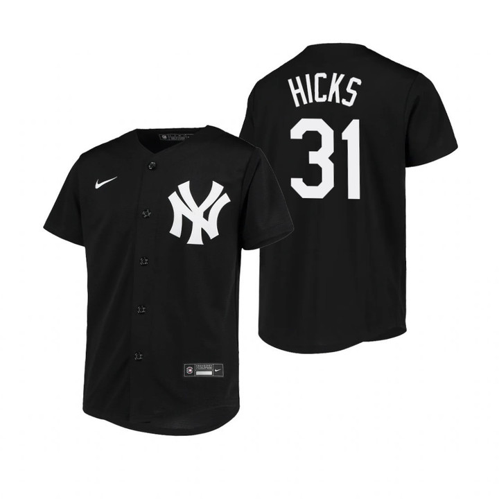 Youth New York Yankees #31 Aaron Hicks Collection 2020 Alternate Black Jersey Gift For Yankees Fans