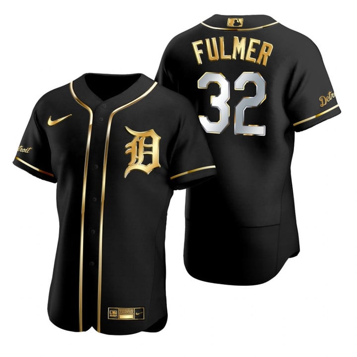 Detroit Tigers #32 Michael Fulmer Mlb Golden Edition Black Jersey Gift For Tigers Fans