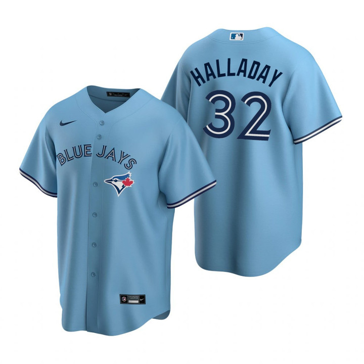 Mens Blue Jays #32 Roy Halladay Powder Blue Alternate Jersey Gift For Blue Jays Fans