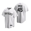 Mens Colorado Rockies #45 Scott Oberg White Home Jersey Gift For Rockies Fans