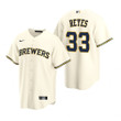 Mens Milwaukee Brewers #33 Pablo Reyes Cream Home Jersey Gift For Brewers Fans