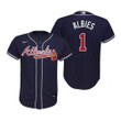 Youth Atlanta Braves #1 Ozzie Albies 2020 Alternate Navy Jersey Gift For Braves Fans
