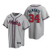 Mens Atlanta Braves #34 Abraham Almonte 2020 Alternate Grey Jersey Gift For Braves Fans