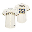 Youth Milwaukee Brewers #22 Christian Yelich 2020 Home Cream Jersey Gift For Brewers Fans