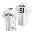 Mens Milwaukee Brewers #51 Freddy Peralta 2020 Alternate White Jersey Gift For Brewers Fans