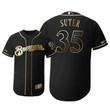 Milwaukee Brewers #35 Brent Suter Mlb 2019 Golden Edition Black Jersey Gift For Brewers Fans