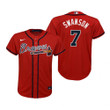 Youth Atlanta Braves #7 Dansby Swanson 2020 Alternate Red Jersey Gift For Braves Fans