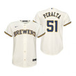 Youth Milwaukee Brewers #51 Freddy Peralta 2020 Home Cream Jersey Gift For Brewers Fans