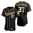 Washington Nationals #37 Stephen Strasburg Mlb Golden Edition Black Jersey Gift For Nationals Fans