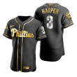 Philadelphia Phillies #3 Bryce Harper Mlb Golden Edition Black Jersey Gift For Phillies Fans