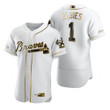 Atlanta Braves #1 Ozzie Albies Mlb Golden Edition White Jersey Gift For Braves Fans