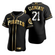 Pittsburgh Pirates #21 Roberto Clemente Mlb Golden Edition Black Jersey Gift For Pirates Fans