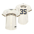 Youth Milwaukee Brewers #35 Brent Suter 2020 Home Cream Jersey Gift For Brewers Fans