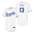 Youth Kansas City Royals #13 Salvador Perez Collection 2020 Alternate White Jersey Gift For Royals Fans