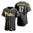 Philadelphia Phillies #17 Rhys Hoskins Mlb Golden Edition Black Jersey Gift For Phillies Fans