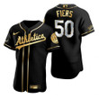Oakland Athletics #50 Mike Fiers Mlb Golden Edition Black Jersey Gift For Athletics Fans