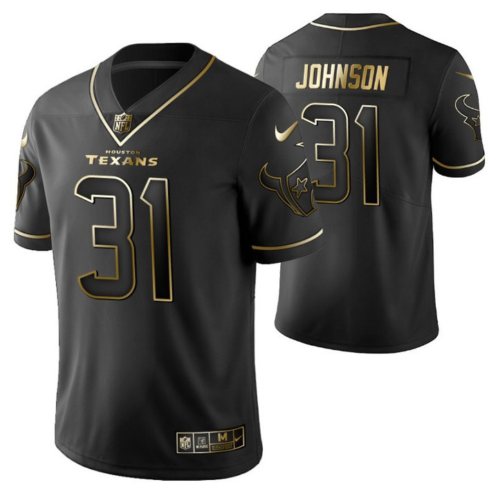 Houston Texans David Johnson 31 2021 NFL Golden Edition Black Jersey Gift For Texans Fans