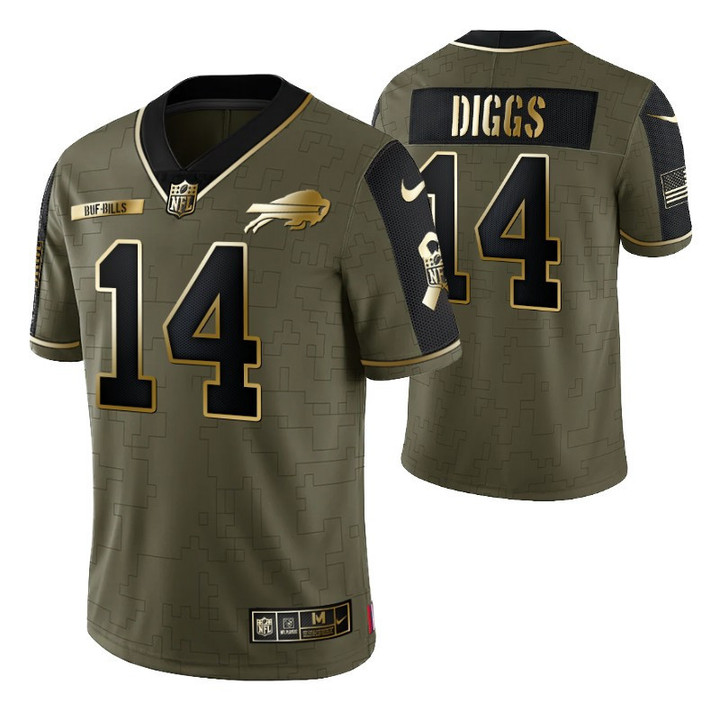 Buffalo Bills Stefon Diggs 14 2021 NFL Golden Edition Olive Jersey Gift For Bills Fans