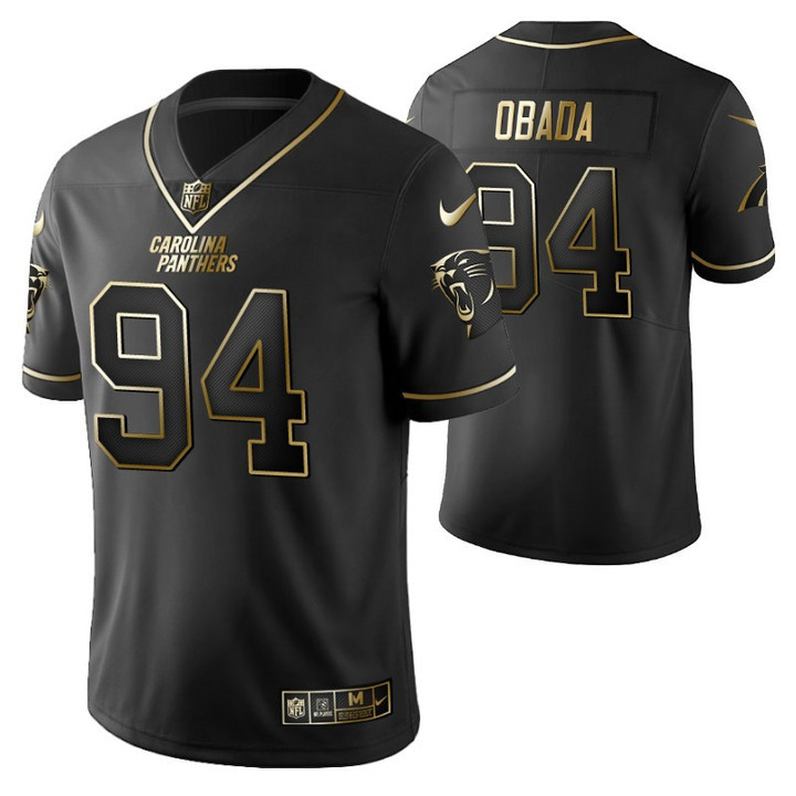 Carolina Panthers Efe Obada 94 2021 NFL Golden Edition Black Jersey Gift For Panthers Fans